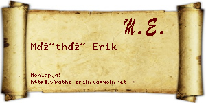 Máthé Erik névjegykártya